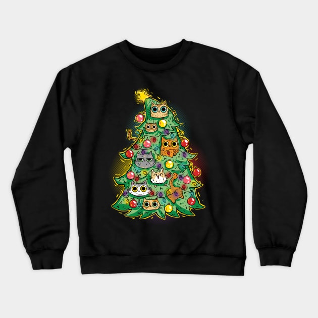 Christmas Tree Cats Crewneck Sweatshirt by Norse Dog Studio